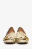 Gucci Gold Crackled Leather GG Marmont Loafer Pumps Size 40