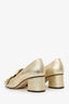 Gucci Gold Crackled Leather GG Marmont Loafer Pumps Size 40