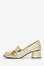 Gucci Gold Crackled Leather GG Marmont Loafer Pumps Size 40