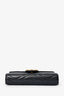 Gucci Black Leather Chevron GG Marmont Wallet on Chain