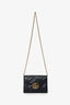 Gucci Black Leather Chevron GG Marmont Wallet on Chain