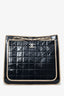 Pre-Loved Chanel™ 2006-08 Navy Patent Leather Chocolate Bar Tote Bag