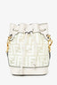 Fendi White Zucca Print Vinyl/Leather Mon Tresor Mini Bucket Bag