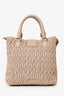 Miu Miu Nude Nappa Matelasse Leather Small Tote With Crystal Chain