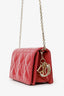 Christian Dior 2021 Pink Patent Leather Nano Lady Dior Chain Pouch