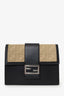 Fendi Black/Beige Calfskin/Canvas FF 1974 Flat Baguette Crossbody