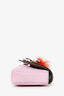 Fendi Pink Leather Crystal/Fur Micro 'Monster' Baguette With Strap