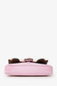 Fendi Pink Leather Crystal/Fur Micro 'Monster' Baguette With Strap
