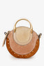 Chloe Brown Suede/Leather Studded Small Pixie Round Bag