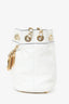 Moschino White Leather Logo Chain Bucket Bag