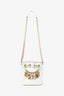 Moschino White Leather Logo Chain Bucket Bag
