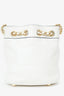 Moschino White Leather Logo Chain Bucket Bag