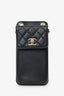 Pre-Loved Chanel™ Black Lambskin Matelasse Phone Holder Shoulder Bag