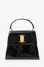 Salvatore Ferragamo Black Patent Leather Vara Bow Top Handle Bag