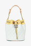 Pre-Loved Chanel™ White/Yellow Leather Paris-Cuba Chain Bucket Bag