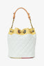 Pre-Loved Chanel™ White/Yellow Leather Paris-Cuba Chain Bucket Bag