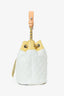Pre-Loved Chanel™ White/Yellow Leather Paris-Cuba Chain Bucket Bag