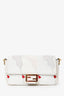 Fendi 2022 White Mink And Suede Faces Baguette Bag