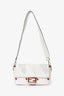 Fendi 2022 White Mink And Suede Faces Baguette Bag