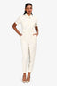Max Mara Studio Cream Cotton Button Down Jumpsuit Size 38