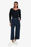 SportMax Code Blue Denim Dark Wash Cargo Wide Leg Jeans Size 25