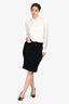 Giambattista Valli Black Textured Knee Length Skirt Estimated Size L