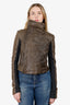 Rick Owens Brown Distressed Leather Biker Jacket Size 6