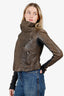 Rick Owens Brown Distressed Leather Biker Jacket Size 6