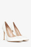 Gianvito Rossi White Satin Pointed Toe Heels Size 38.5