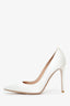 Gianvito Rossi White Satin Pointed Toe Heels Size 38.5