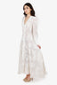 Zimmermann White Linen Radiate Applique Button Down Maxi Dress Size 2