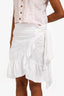 Isabel Marant Etoile White Linen Wrap Ruffle Mini Skirt Size 36