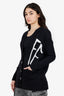 Off-White Black/White Wool Logo Knit Cardigan Size 40