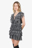 Saint Laurent Leopard-Print Ruffle Mini Dress Size 36