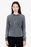 Saint Laurent Grey Washed Logo Distressed Sweatshirt Size XS