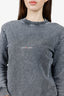 Saint Laurent Grey Washed Logo Distressed Sweatshirt Size XS