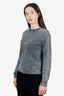 Saint Laurent Grey Washed Logo Distressed Sweatshirt Size XS