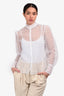 Maje White Sheer Crochet Button Down Long Sleeve Shirt Size 1