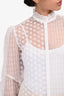 Maje White Sheer Crochet Button Down Long Sleeve Shirt Size 1