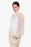 Maje White Sheer Crochet Button Down Long Sleeve Shirt Size 1