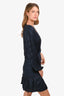 Maje Navy Pleated V-Neck Mini Dress Size 42