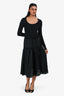 Theory Project Black Wool Sheen Long Sleeve Tiered Midi Dress Size XS