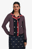 Gucci Navy/Red Wool Patterned Double Breasted Cardigan Size 12+