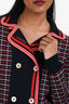 Gucci Navy/Red Wool Patterned Double Breasted Cardigan Size 12+