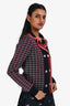 Gucci Navy/Red Wool Patterned Double Breasted Cardigan Size 12+
