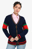 Gucci Navy/Red/Green Trim Detailed Cardigan Size 12+