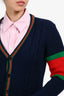 Gucci Navy/Red/Green Trim Detailed Cardigan Size 12+
