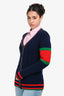 Gucci Navy/Red/Green Trim Detailed Cardigan Size 12+