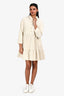 Christian Dior Cream Corduroy Logo Tiered Mini Dress Size 12+