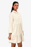 Christian Dior Cream Corduroy Logo Tiered Mini Dress Size 12+